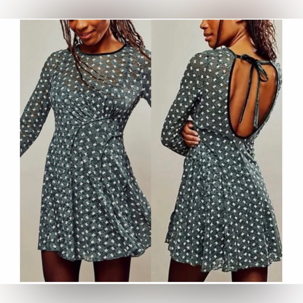 Free People - Sheer Delight Polka Dot Backless Mini Dress
